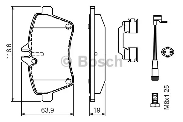 Комплект тормозных колодок BOSCH 0 986 494 290 (BP1323, E1 90R-011200/212, 24077)