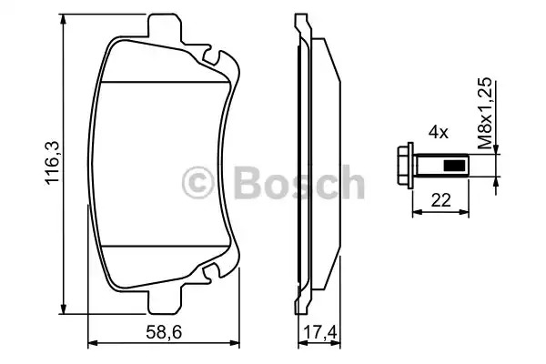 Комплект тормозных колодок BOSCH 0 986 494 303 (BP1235, E4-90R-01467/1749, 23326)