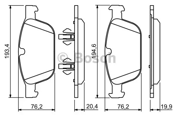 Комплект тормозных колодок BOSCH 0 986 494 305 (BP1241, E9-90R-01904/2638, 24399, 8525D141)