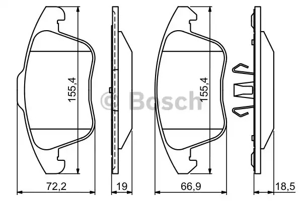 Комплект тормозных колодок BOSCH 0 986 494 324 (BP1214, E9 90R - 01870/2645, 24557)