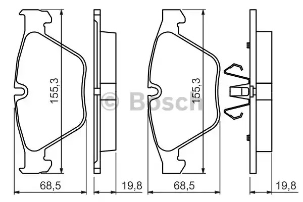 Комплект тормозных колодок BOSCH 0 986 494 354 (BP1262, D918, E9 90R-02A1080/3447, 23312)