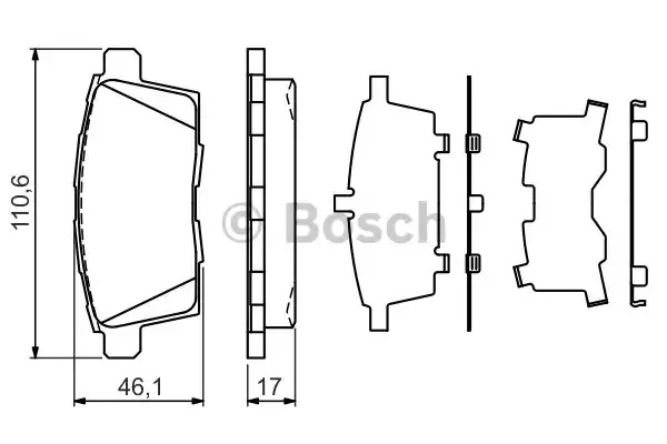 Комплект тормозных колодок BOSCH 0 986 494 376 (BP1284, E9 90R-02A1081/2350, 24545, 8378D125)