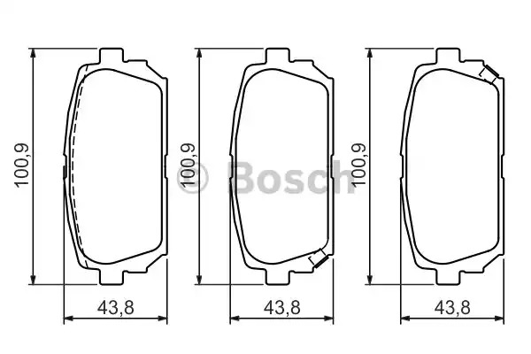 Комплект тормозных колодок BOSCH 0 986 494 400 (BP027, E9 90R-02A0871/2233, 24491, 8413D129)