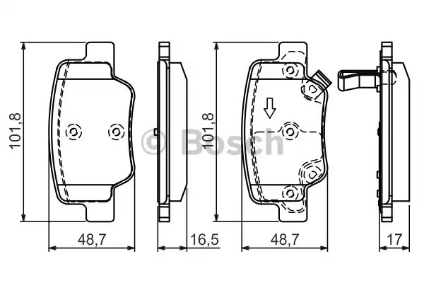 Комплект тормозных колодок BOSCH 0 986 494 404 (BP1328, E9 90R-02A1081/2694, 24926)