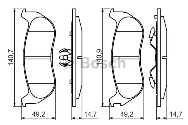 Комплект тормозных колодок BOSCH 0 986 494 419 (BP1341, E1 90R-011078/1633, 24355, 7863D981)