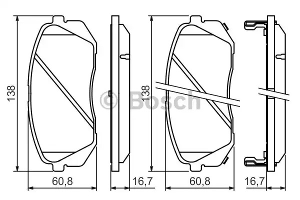 Комплект тормозных колодок BOSCH 0 986 494 422 (BP1344, E9 90R-01870/2232, 24501, 8412D129)