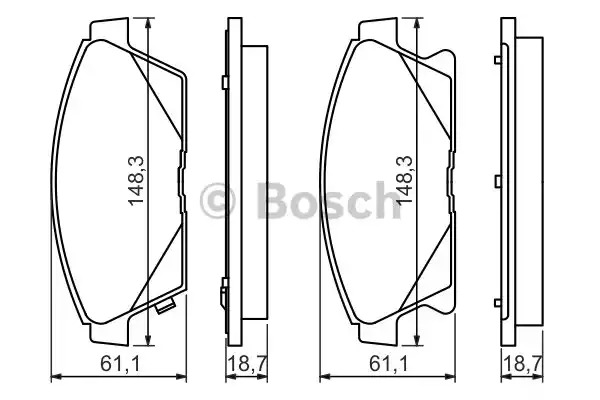 Комплект тормозных колодок BOSCH 0 986 494 434 (BP1356, E1 90R-011075/1644, 25034)