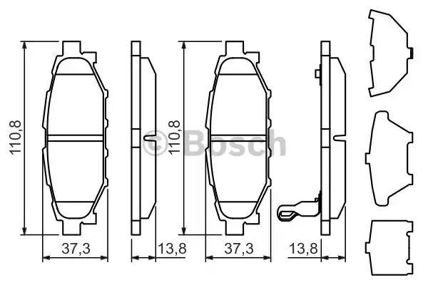 Комплект тормозных колодок BOSCH 0 986 494 444 (BP1366, E9 90R-011017/1221, 24271, 8218D111)