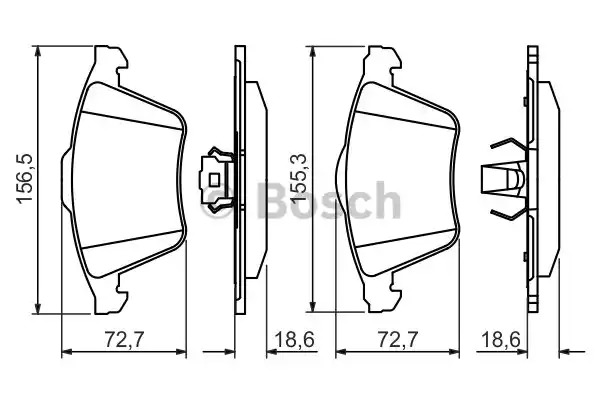 Комплект тормозных колодок BOSCH 0 986 494 492 (BP1413, E9 90R-01870/1128, 23801)