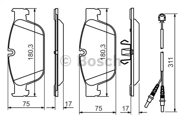 Комплект тормозных колодок BOSCH 0 986 494 526 (BP1447, E9 90R-02A0870/2884, 25069)