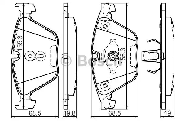 Комплект тормозных колодок BOSCH 0 986 494 549 (BP1470, E9 90R-02A1080/3447, 24688)