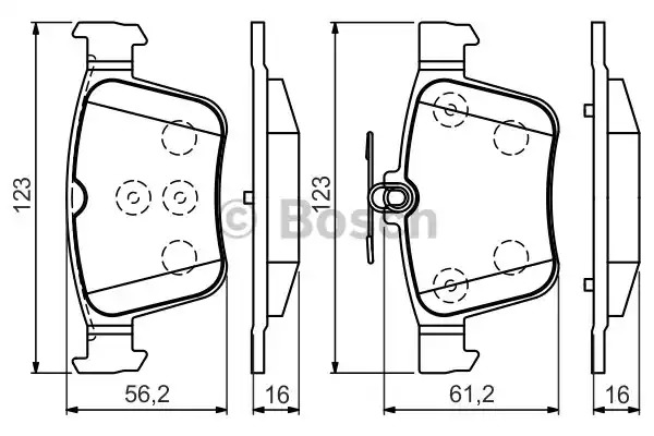 Комплект тормозных колодок BOSCH 0 986 494 658 (BP1503, E1 90R-02A0134/0023, 25009)