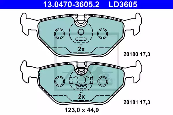 Комплект тормозных колодок ATE 13.0470-3605.2 (LD3605, 20180, 20181)