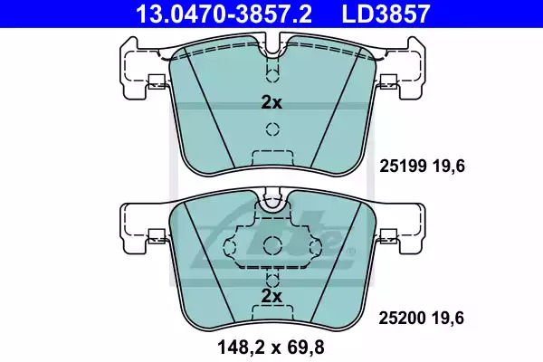Комплект тормозных колодок ATE 13.0470-3857.2 (LD3857, 25199, 25200)