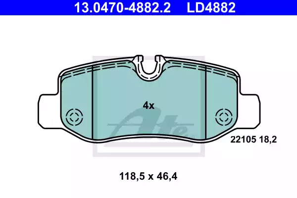 Комплект тормозных колодок ATE 13.0470-4882.2 (LD4882, 22102)