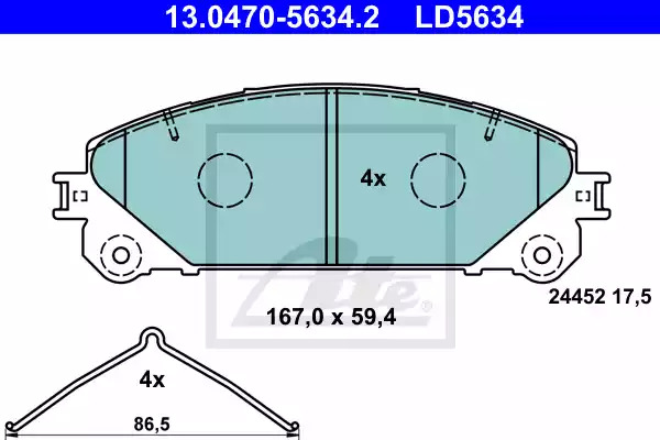 Комплект тормозных колодок ATE 13.0470-5634.2 (LD5634, 24452)