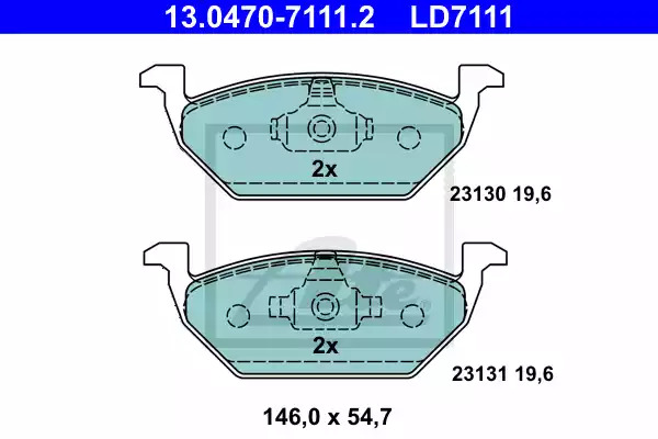 Комплект тормозных колодок ATE 13.0470-7111.2 (LD7111, 23130, 23131)