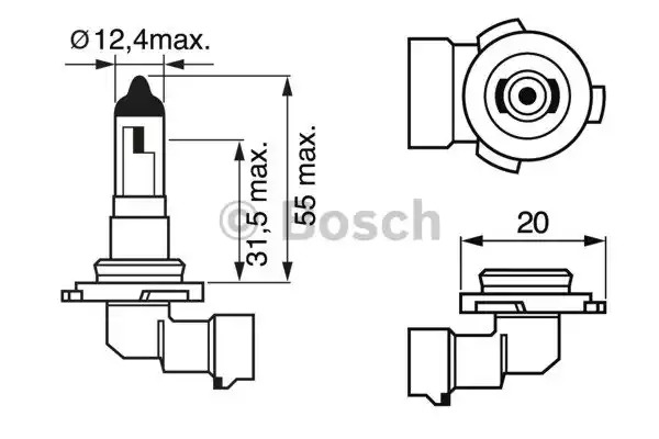 Лампа накаливания BOSCH 1 987 302 083 (H10, 12V 42W H10 PURE LIGHT)