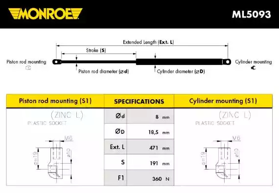 Газовая пружина MONROE ML5093