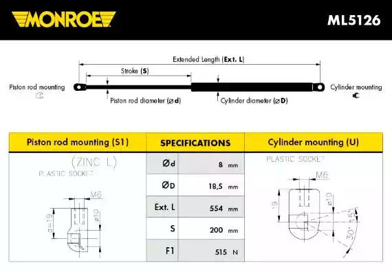 Газовая пружина MONROE ML5126