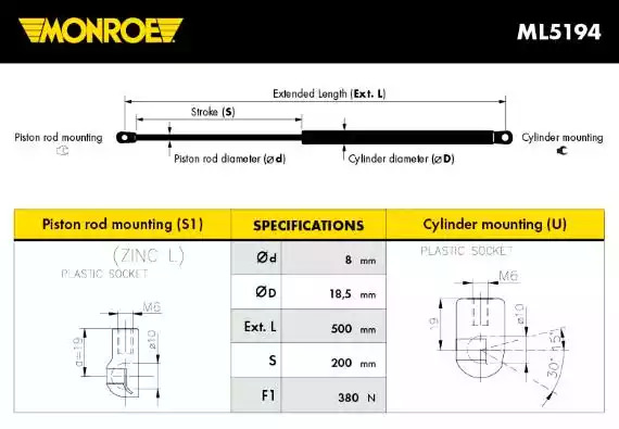 Газовая пружина MONROE ML5194