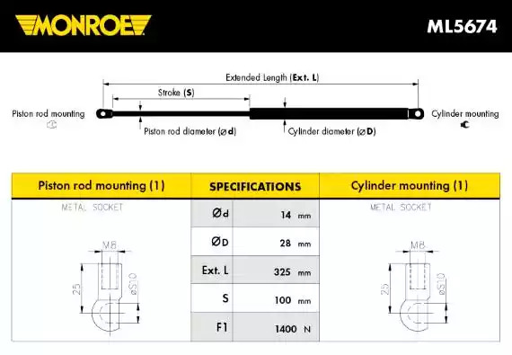 Газовая пружина MONROE ML5674