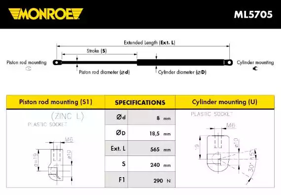 Газовая пружина MONROE ML5705