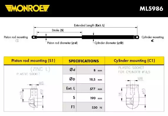 Газовая пружина MONROE ML5986