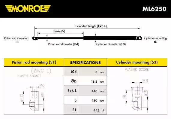 Газовая пружина MONROE ML6250