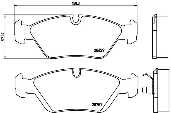 Комплект тормозных колодок BREMBO P 06 008 (20629, 20757, 7160D253, 7285D395)