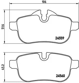 Комплект тормозных колодок BREMBO P 06 062 (24559, 24560, 8550D1433)