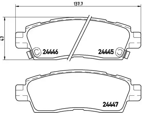 Комплект тормозных колодок BREMBO P 10 010 (24445, 24446, 24447, 7760D883)