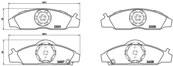 Комплект тормозных колодок BREMBO P 15 008 (23230, 23231, 24027, 24028)