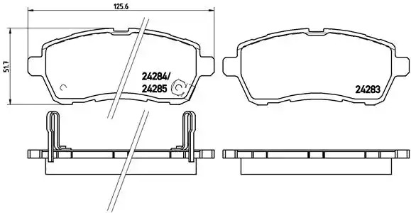 Комплект тормозных колодок BREMBO P 16 013 (24283, 24284, 24285)