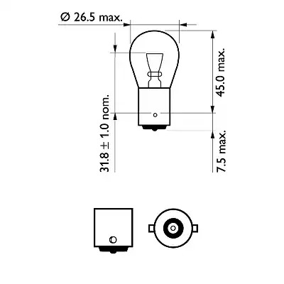 Лампа накаливания PHILIPS 12498VPB2 (GOC 36318030, P21W)