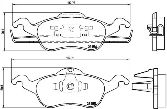 Комплект тормозных колодок BREMBO P 24 046 (23154, 23155, 7690D816)