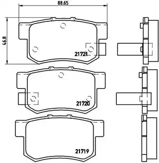 Комплект тормозных колодок BREMBO P 28 022 (21719, 21720, 21721, 7218D365, 7256D365, 7418D537)