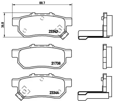 Комплект тормозных колодок BREMBO P 28 025 (21738, 23343, 23344, 7443D564)