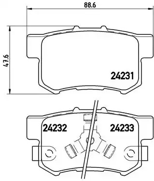 Комплект тормозных колодок BREMBO P 28 051 (24231, 24232, 24233, 7418D1086)