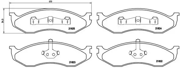 Комплект тормозных колодок BREMBO P 37 004 (21822, 21823, 21824, 21825, 7214AD52, 7358AD477, 7358AD712, 7358D477, 7507AD477, 7507D477)