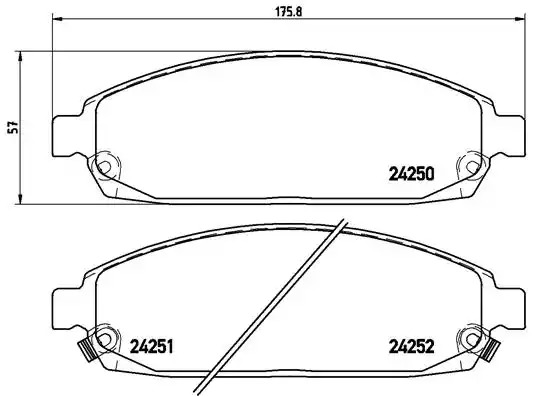 Комплект тормозных колодок BREMBO P 37 010 (24250, 24251, 24252, 7985D1080, 8297D1181)