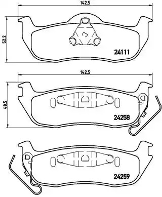 Комплект тормозных колодок BREMBO P 37 011 (24258, 24259, 24577, 7945D1087)