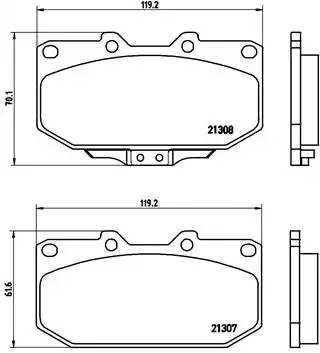 Комплект тормозных колодок BREMBO P 56 025 (21307, 21308, 7340AD460, 7340D460, 7340D647, 8298D1182)