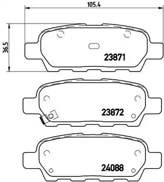 Комплект тормозных колодок BREMBO P 56 046 (23871, 23872, 24088, 24453, 7784D905, 8405D1288)