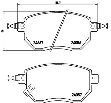 Комплект тормозных колодок BREMBO P 56 051 (24056, 24057, 24667, 7870D969)