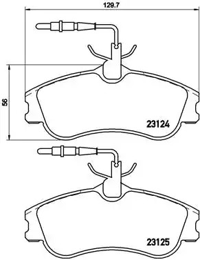 Комплект тормозных колодок BREMBO P 61 060 (23124, 23125, 7469D590, 8309D1190)