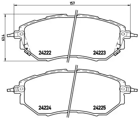 Комплект тормозных колодок BREMBO P 78 017 (24222, 24223, 24224, 24225, 7983D1078)