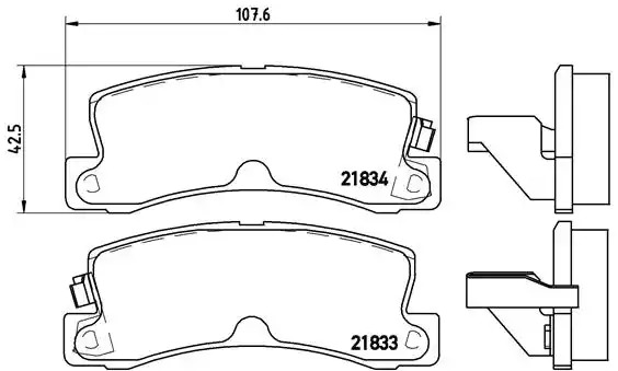 Комплект тормозных колодок BREMBO P 83 015 (21833, 21834, 7223D325, 7562D685)