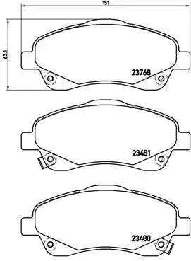 Комплект тормозных колодок BREMBO P 83 046 (23480, 23481, 23768)