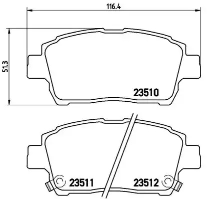 Комплект тормозных колодок BREMBO P 83 051 (23510, 23511, 23512, 7695D822, 7695D990, 7722D846)